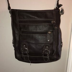 Brown leather pocket bag